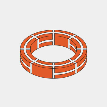 Orange Brick Retaining Wall Ring Structure.