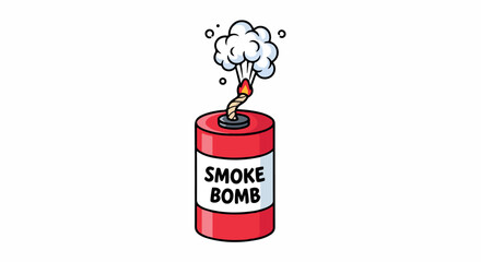 Obraz premium Cartoon illustration of a smoke bomb with smoke exploding on top against a white background.