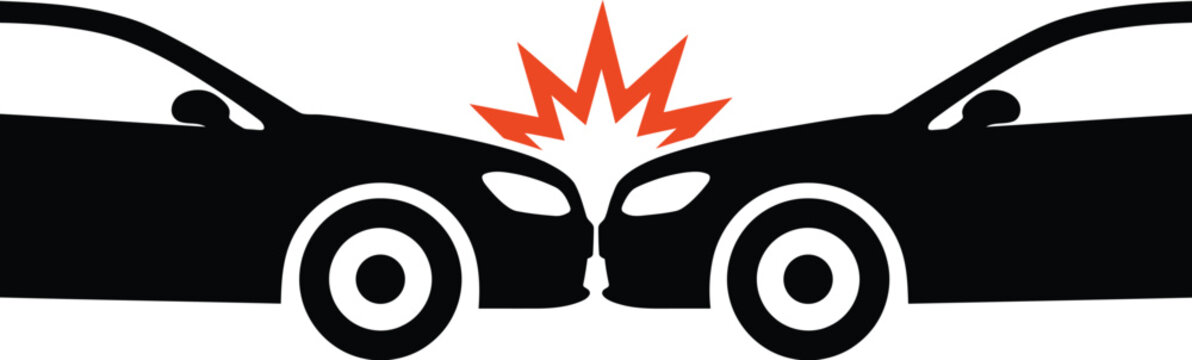 Car crash accident illustration collision vehicles impact warning symbol