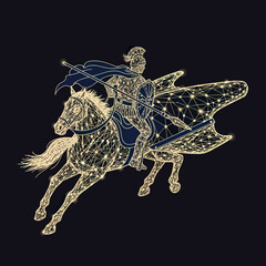 Naklejka premium Illustration of Knight Riding Horse with Cape.