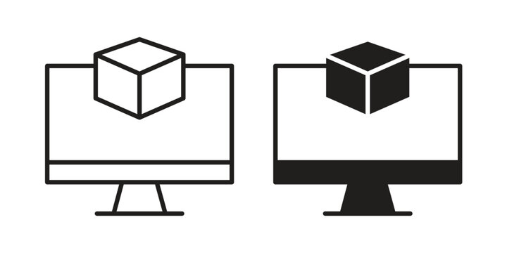 Computer simulation icon symbol vector elements for infographic web. EPS10