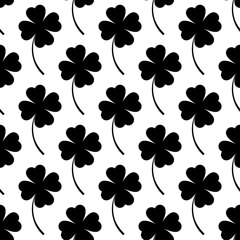 Fototapeta premium Clover Four Leaf Icon Seamless Pattern