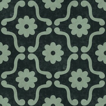 Stylized floral medallions and scrolling forms create a timeless ornamental design inspired by vintage interiors.