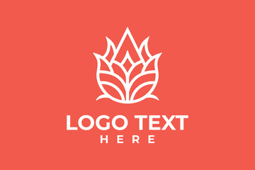 Obraz premium Abstract Geometric Flower and Flame Minimalist Line Art Logo Template