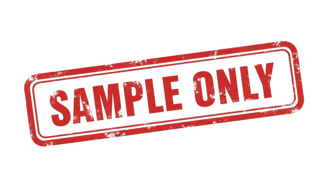 Red ink rubber stamp text that says sample only in a grunge style isolated png
