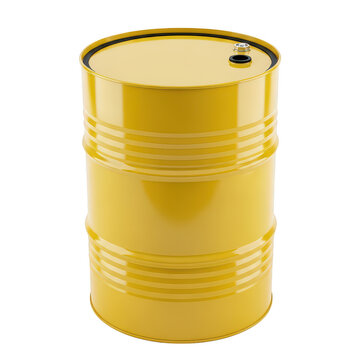 Large yellow industrial oil storage drum with secure lid closure