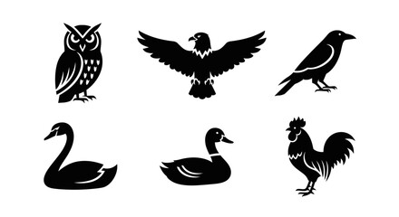 Fototapeta premium Collection of various bird silhouettes.