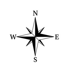 Fototapeta premium Compass Rose with Cardinal Directions North, South, East, West - Navigation and Direction Symbol