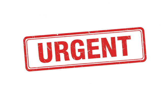 Red urgent stamp sign with a grunge texture on a simple design isolated png