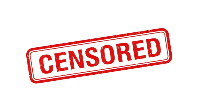 Red rubber stamp with the word censored inside a rectangular frame isolated png