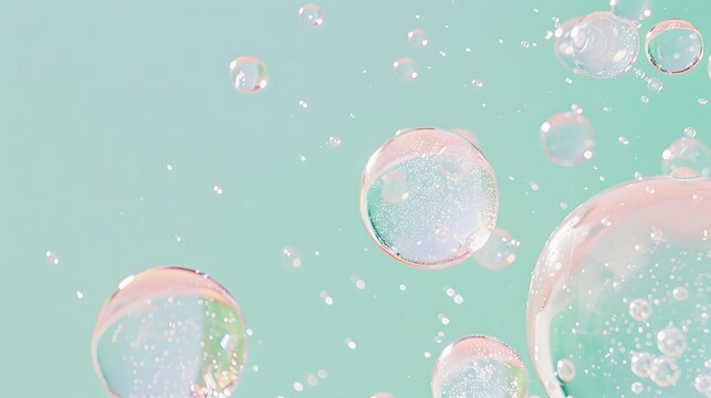 Transparent bubbles and flowing water droplets