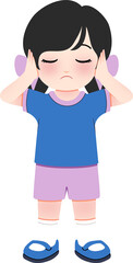 Fototapeta premium autism girl covering ears when sensitivity noise symptom