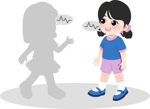 autism girl doing mimicking or echolalia symptom