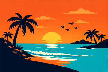 Obraz premium sunset on the beach