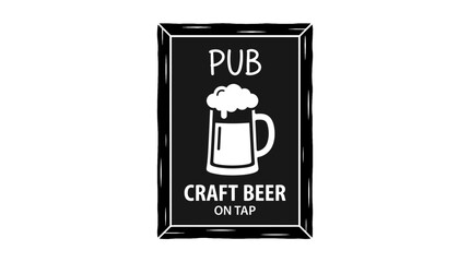 A Pub Sign Showcasing Craft Beer, With a Pint and Foam