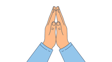 Hands folded in prayer or a gesture of greeting against a plain backdrop, expressing respect or reverence