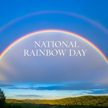 A beautiful double rainbow in the sky on national rainbow day