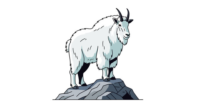Majestic Mountain Goat Standing Proudly on Rocky Outcrop.