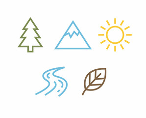 Fototapeta premium Eco friendly icons for nature conservation.