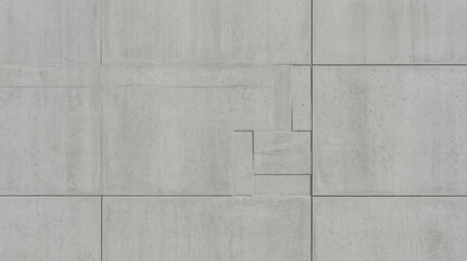 A close-up view of a gray concrete wall with square panels and a cracked section.