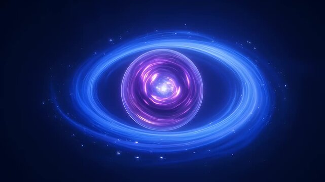 A mesmerizing orb of swirling energy surrounded by ethereal blue rings in space