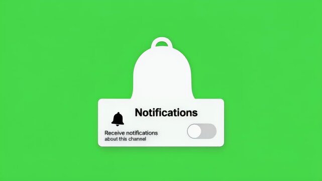 An illustration of a notification bell with a switch on a green background