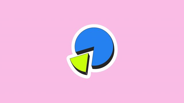 Pie chart analytics graph digital sticker animation. Data visualization. Statistics analysis. Isolated animated icon with transparent background. Applying die-cut design. 4K video overlay element