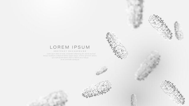 Floating bacteria shapes drift across a minimalist background