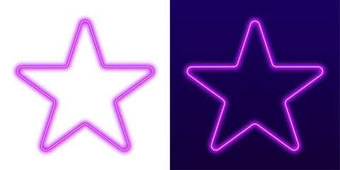 Fototapeta premium Neon glowing star shape with colorful gradient aura. Minimal geometric composition enhances futuristic visuals. Ideal for banners and UI elements.