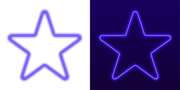 Neon star glowing brightly in blue and purple tones. Smooth luminous edges create a futuristic and dynamic look. Great for web banners and posters.