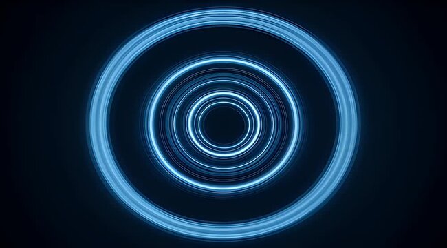 Glowing blue concentric circles against a dark background create a mesmerizing pattern