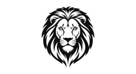 Fototapeta premium Powerful black lion head vector illustration and tribal tiger silhouette mascot design for a wild animal tattoo logo or feline predator drawing