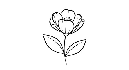 Obraz premium Vector illustration of a pink tulip blossom with a green leaf isolated on white, featuring a floral nature design perfect for spring art decoration and vintage botanical card patterns