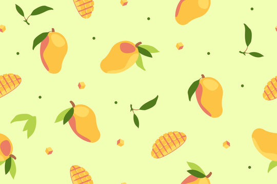Mango seamless pattern flat vector