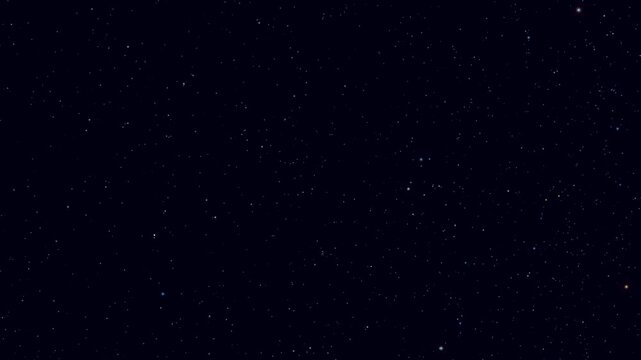 Realistic moving night sky filled with dense field of shining flickering stars and distant galaxies. Celestial background captures vastness of cosmos with varying star magnitudes and subtle color shif