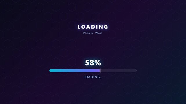 Futuristic Loading Bar Animation with Progress Percentage.