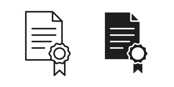 License document icon line vector illustration in solid color design