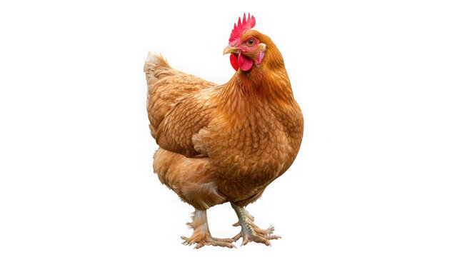 A brown chicken standing on a transparent background