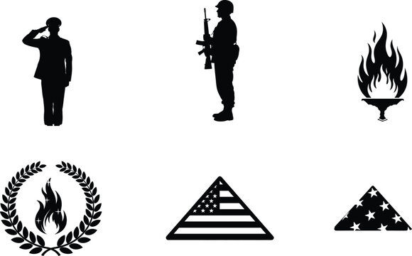 Memorial day tribute with patriotic symbols and fallen soldier icons
