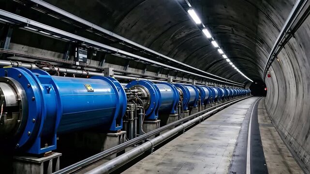 Hyper-realistic wide shot of a quantum computing data center featuring a massive gold and copper dilution refrigerator in an iron chamber.
