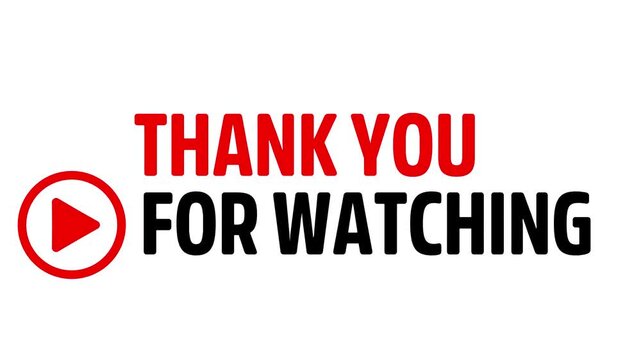 Thank you for watching with play icon, alpha channel, 4k video