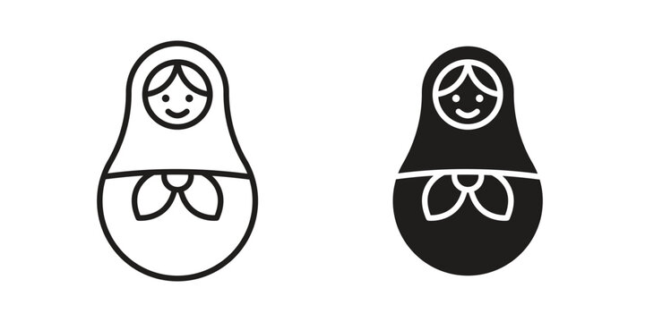 Nesting dolls icon line vector illustration in solid color design