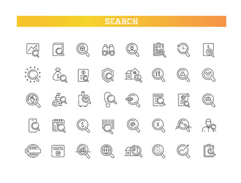Search and Analysis Line Icons Set