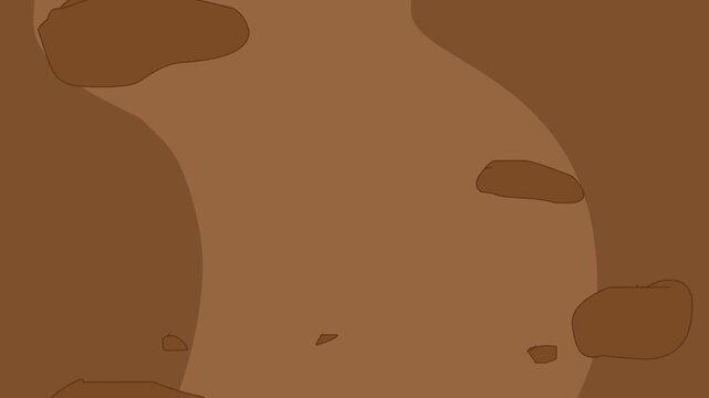 Cartoon style animation of a scene with fireballs falling to the ground, art, 2D.