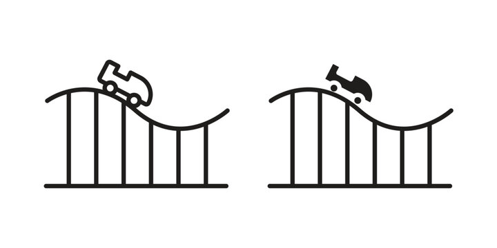 Roller coaster icon line vector illustration in solid color design