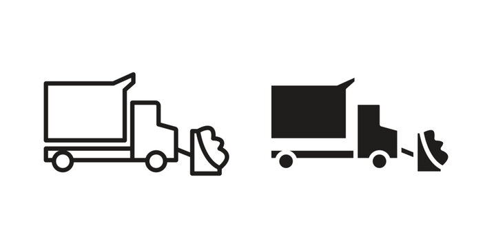 Snowplow icon line vector illustration in solid color design