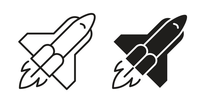 Space shuttle icon line vector illustration in solid color design