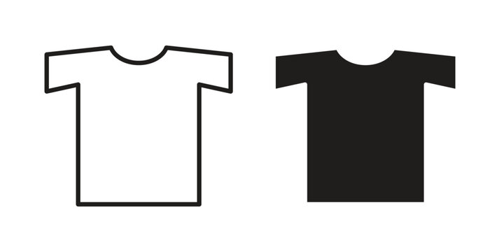 T-shirt icon line vector illustration in solid color design