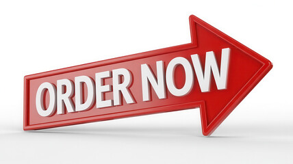 Fototapeta premium Red arrow, ORDER NOW sign, commercial button, call to action