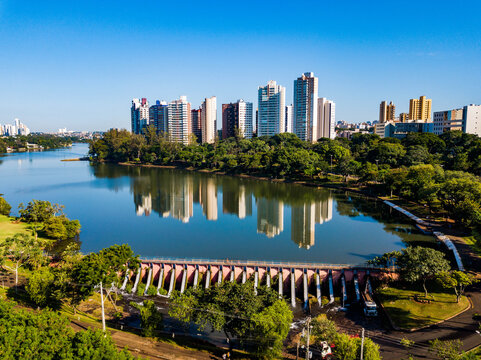 Londrina PR - Aerial view of the Iap&oacute; Lake Dam, in Londrina, Paran&aacute;